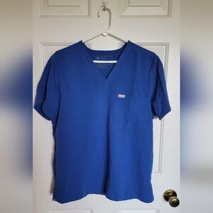 Figs Womens Galaxy Blue Scrub Top Large